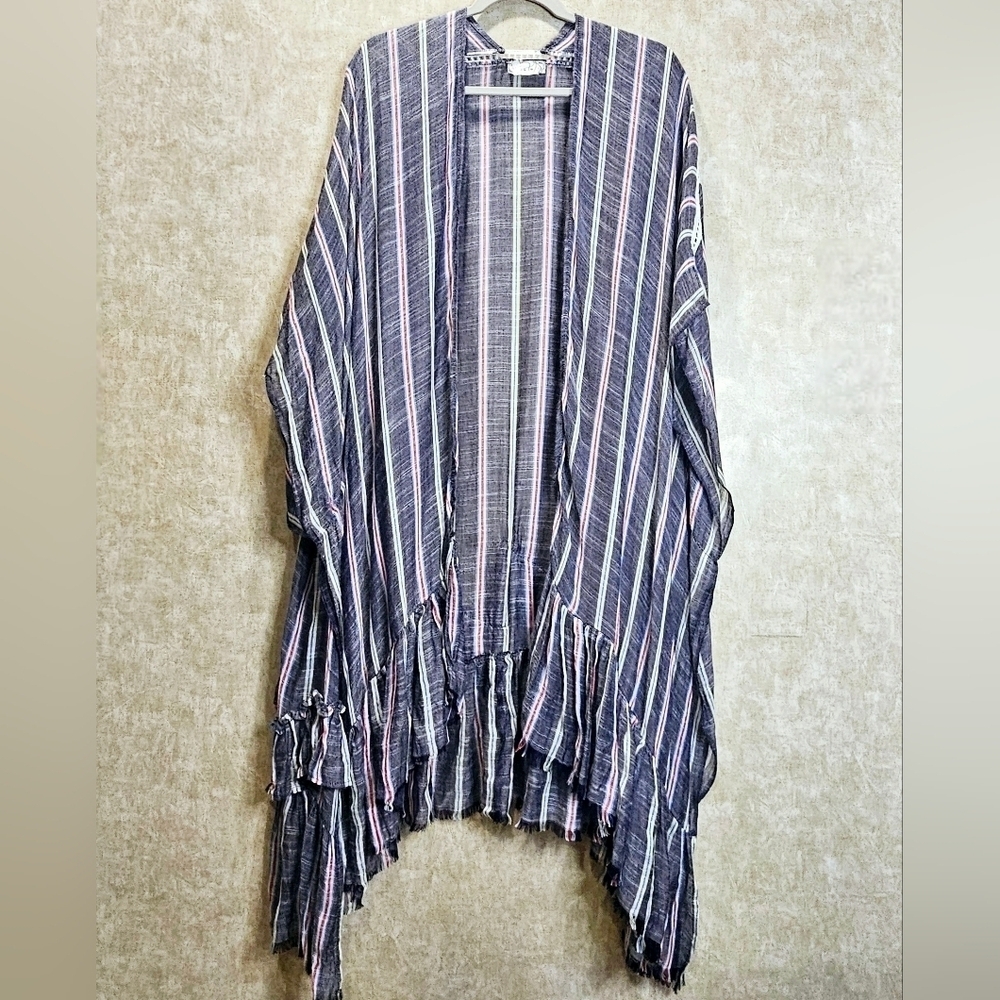 Free People Ruffles & Stripes Kimono /Cover-Up